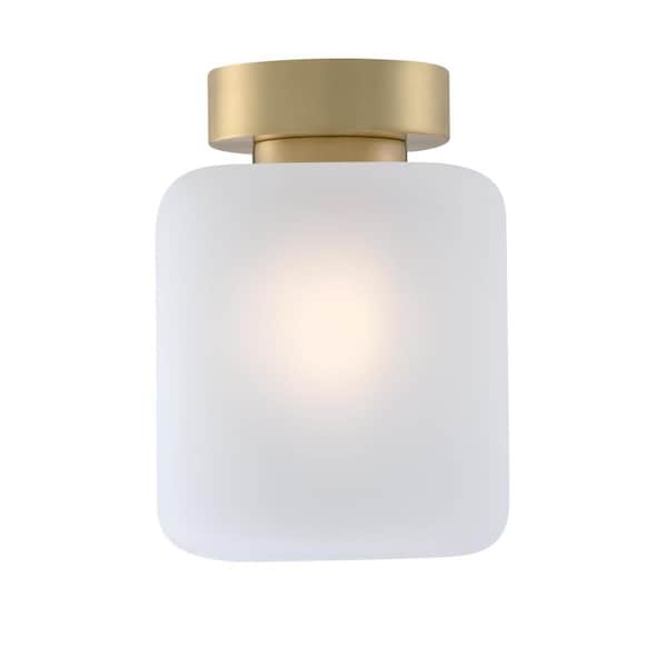 Westinghouse Fixture Ceiling SemiFlush-Mount 60W Judd 8In Chmpgn Brass Frosted Glass 6131100 - main